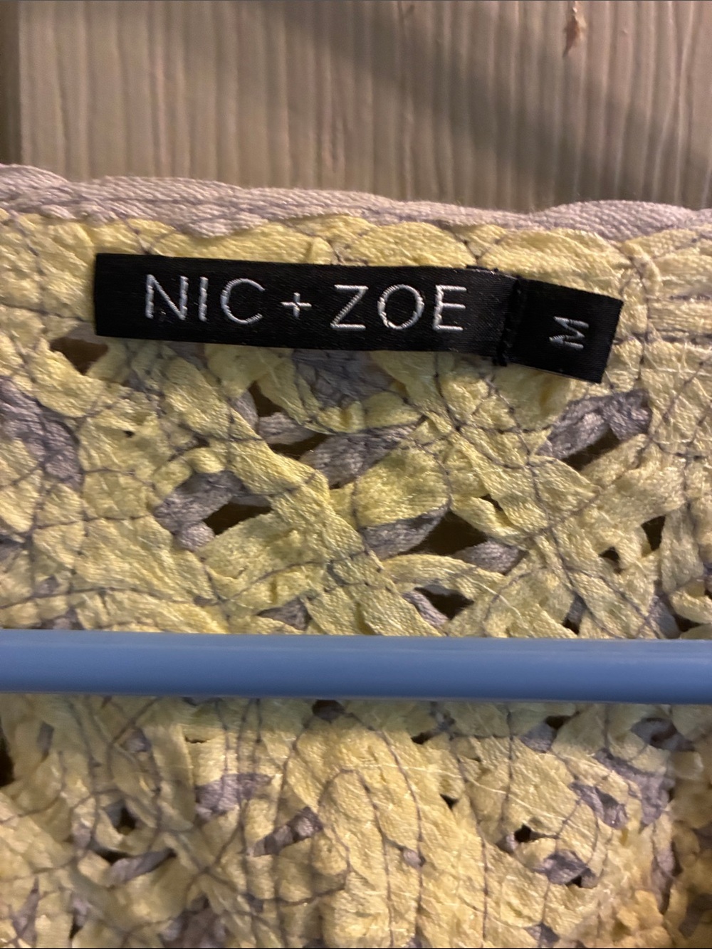 NIC+ZOE Yellow & Gray Lace-Overlay Open Cardigan Jacket size M - Picture 3 of 10